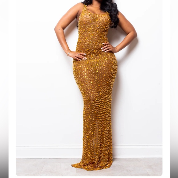 Nessa Gold Maxi Dress